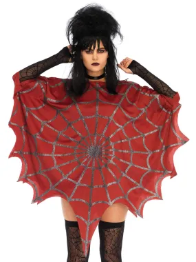 Gothic Glitter Spider Web Costume Poncho