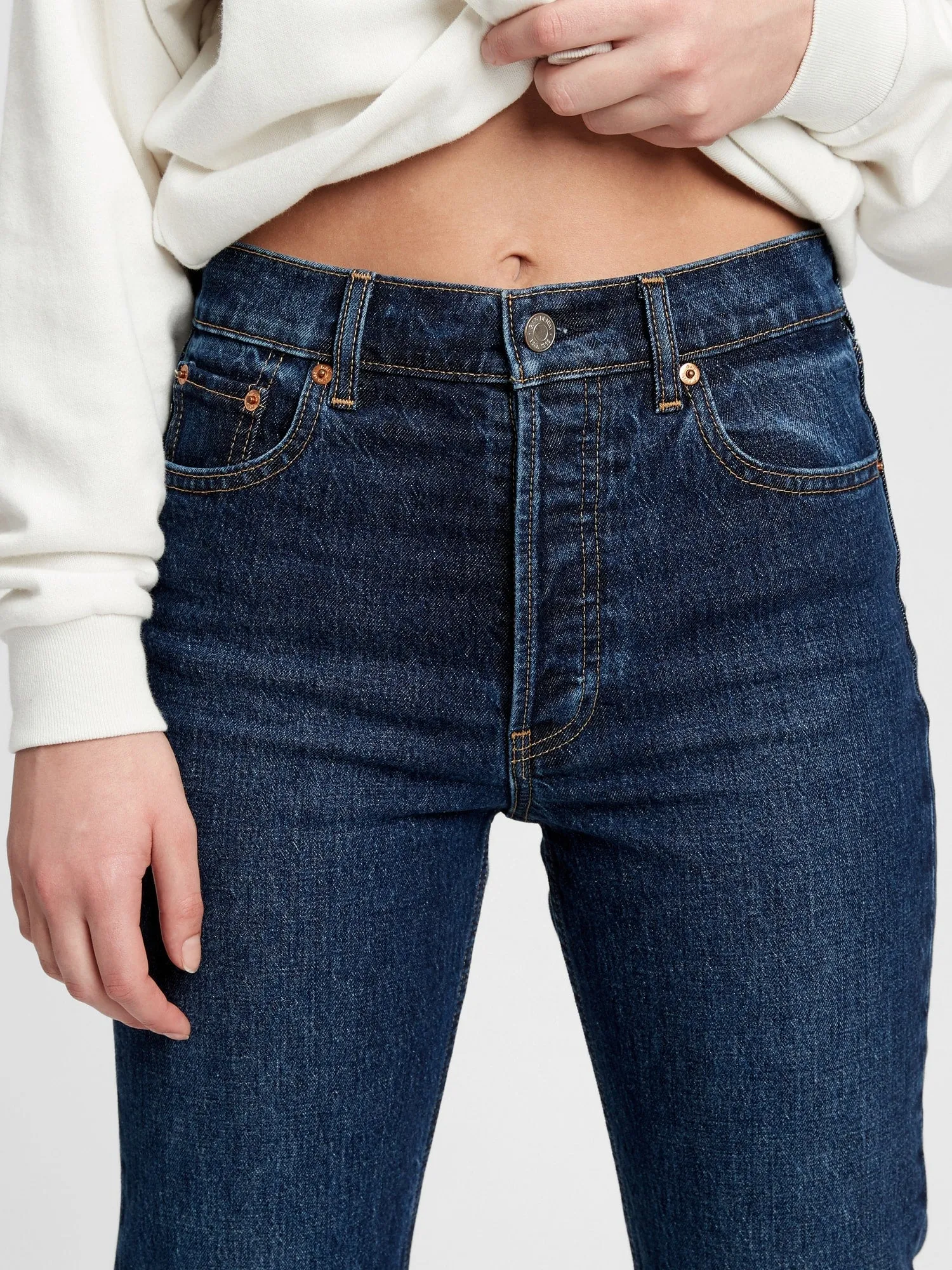 High Rise Cheeky Straight Jeans With Washwell