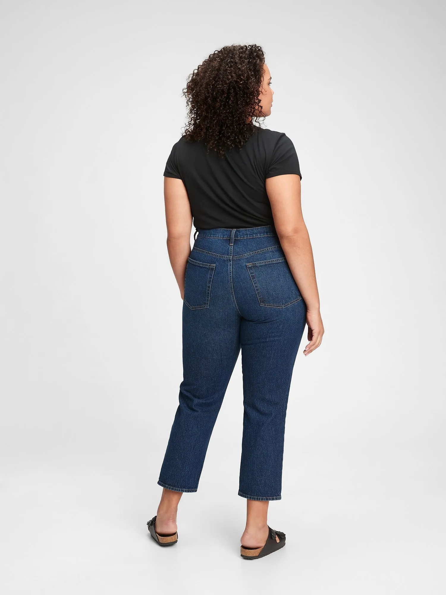 High Rise Cheeky Straight Jeans With Washwell