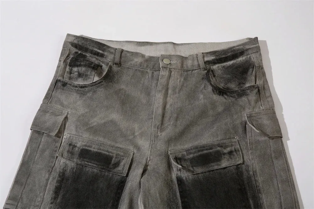 Industrial Wash Baggy Cargo Jeans