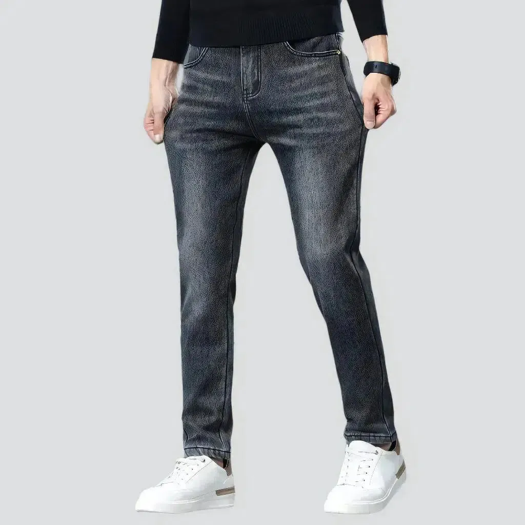 Insulated men's high-waist jeans