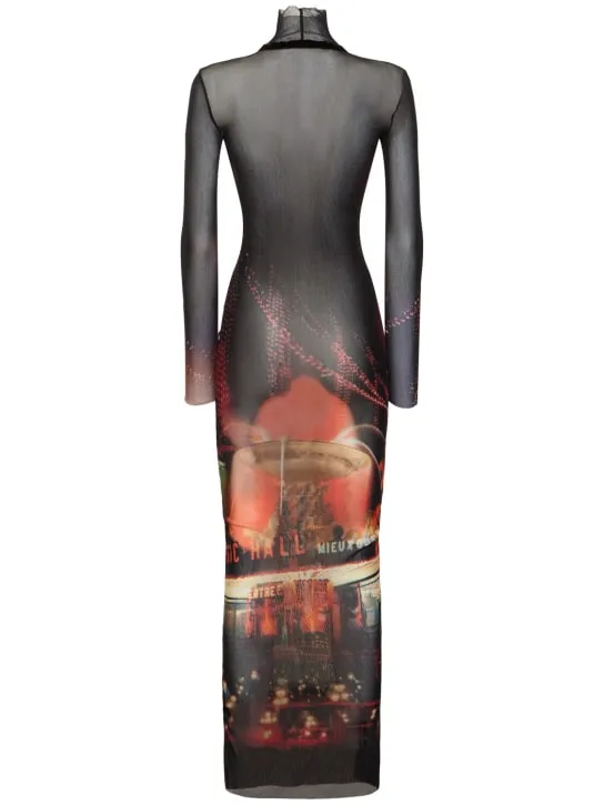 Jean Paul Gaultier   Pigalle printed mesh long dress 