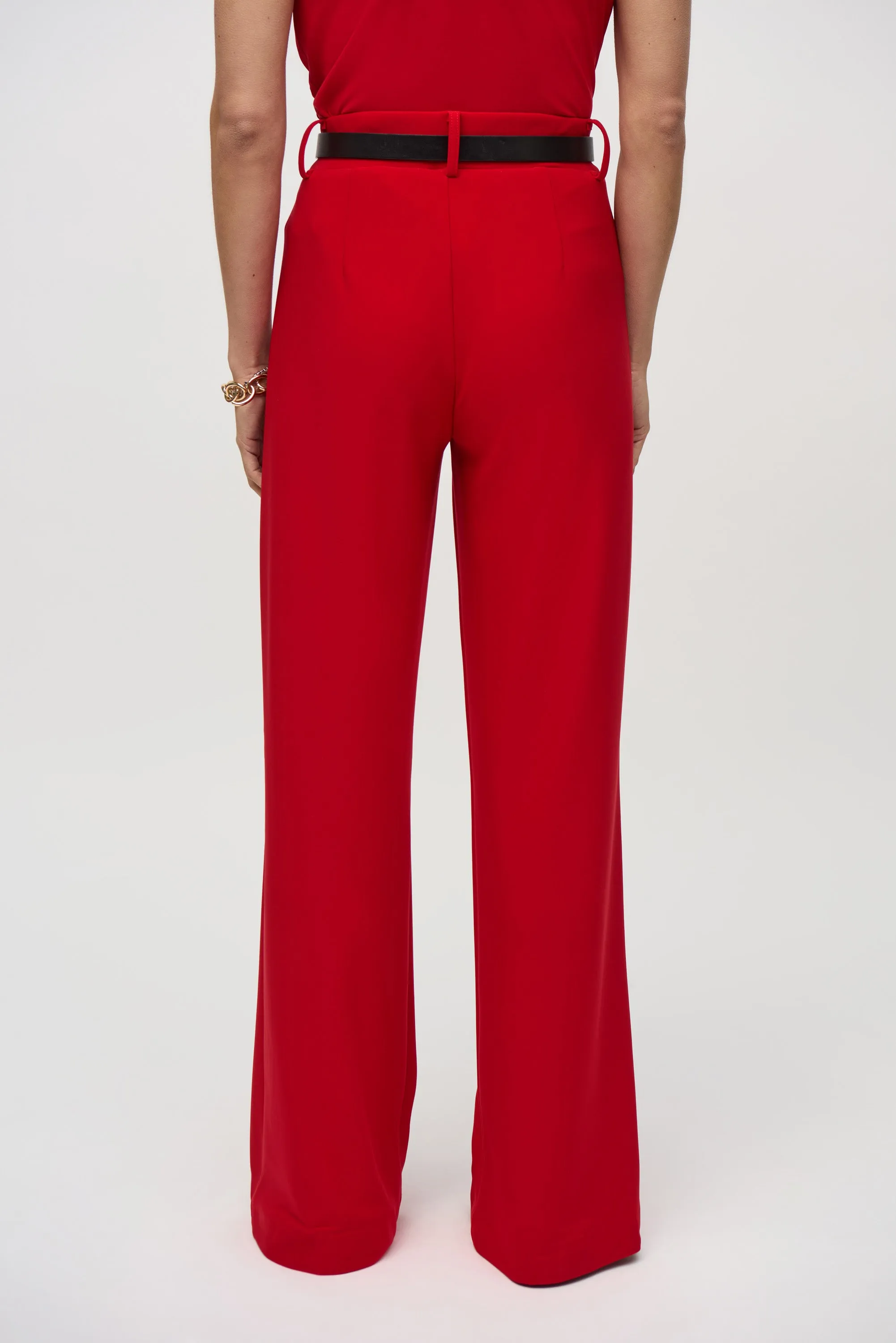 Joseph Ribkoff Belted Wide Leg Pants 244093 - Lipstick Red