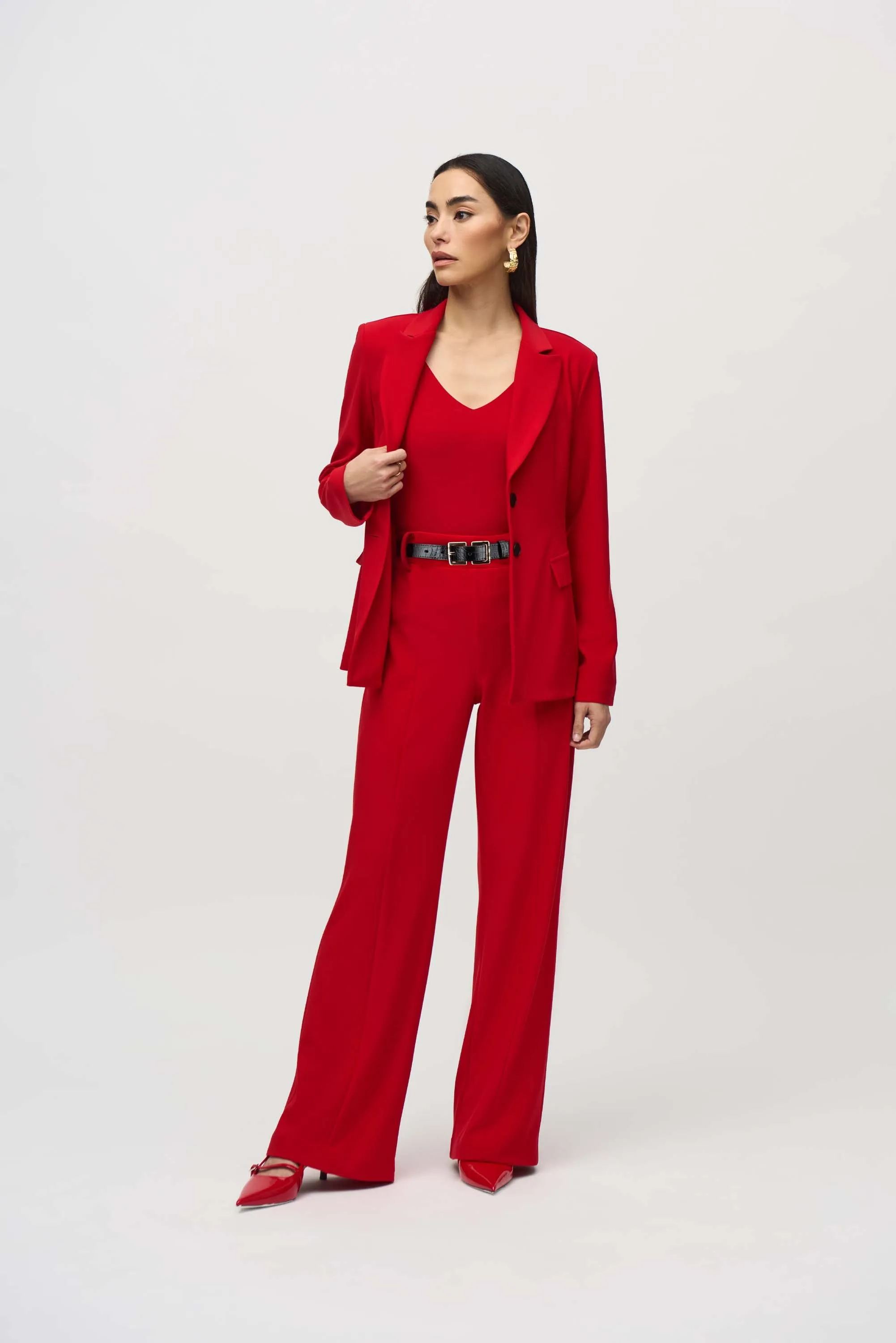 Joseph Ribkoff Belted Wide Leg Pants 244093 - Lipstick Red