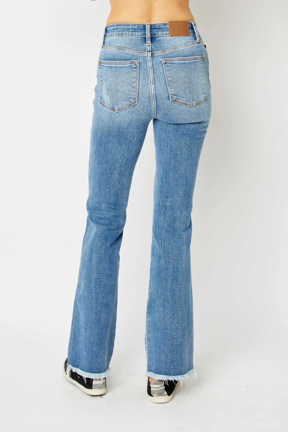 Judy Blue, High Waist Frayed Hem Bootcut Jeans