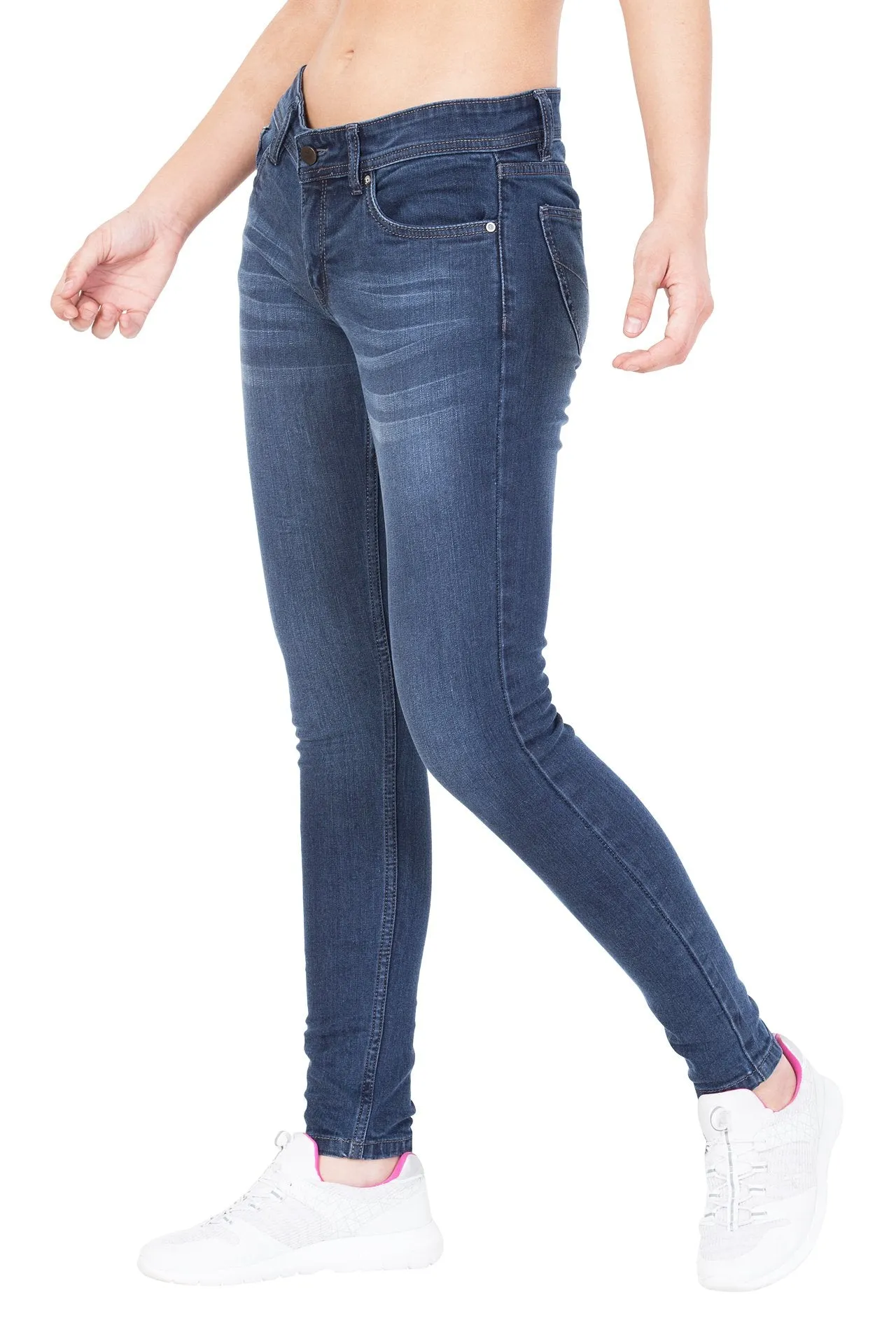 KROSSSTITCH Slim Fit Mid rise Casual Denim Blue Jeans For Women