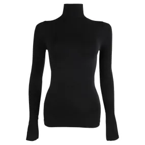 Long Sleeve Turtleneck Top - Black