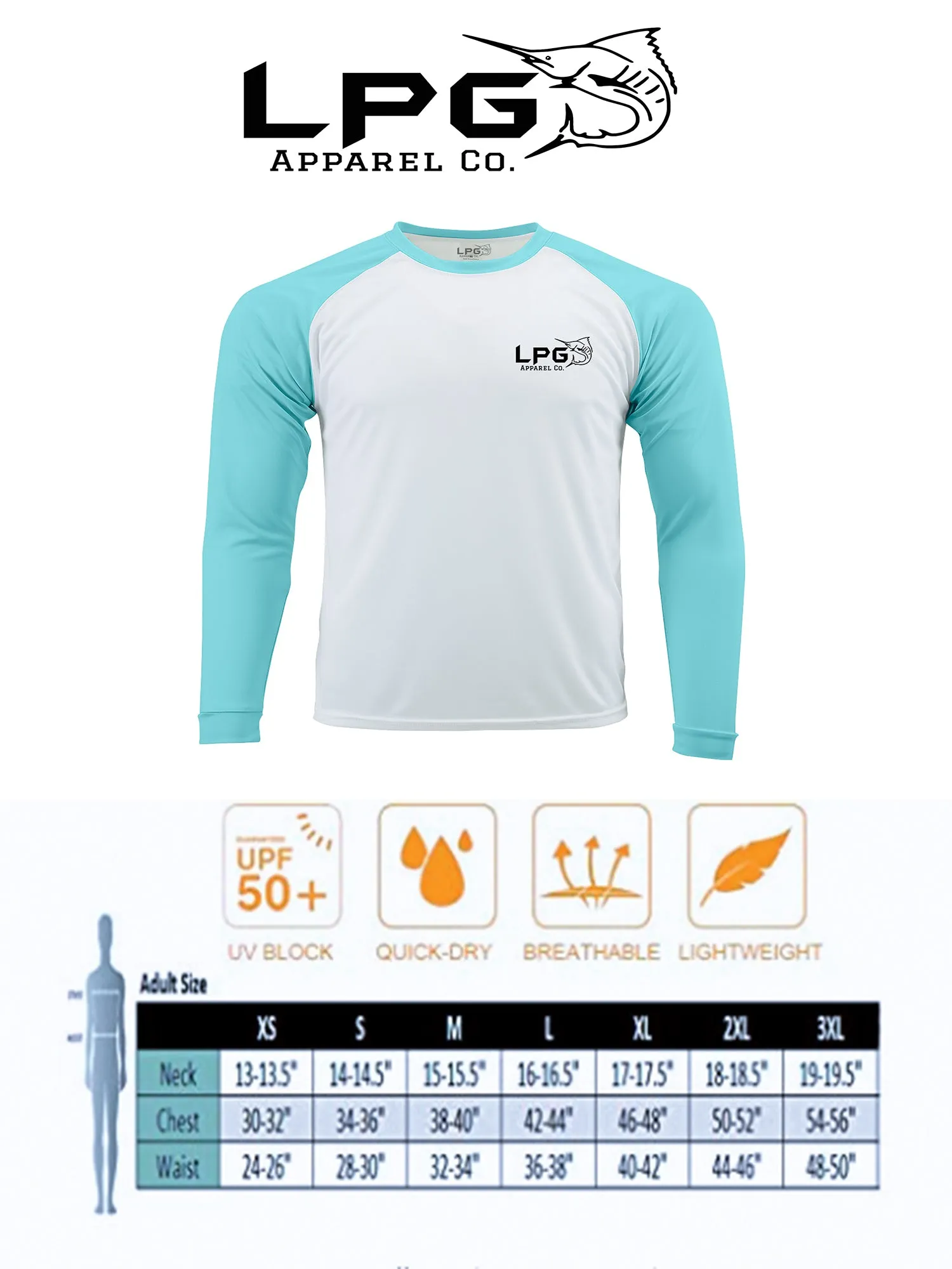 LPG Apparel Co. Florida Vibes Surf. Fish. Dive.  LS Performance UPF 50 Unisex Shirt