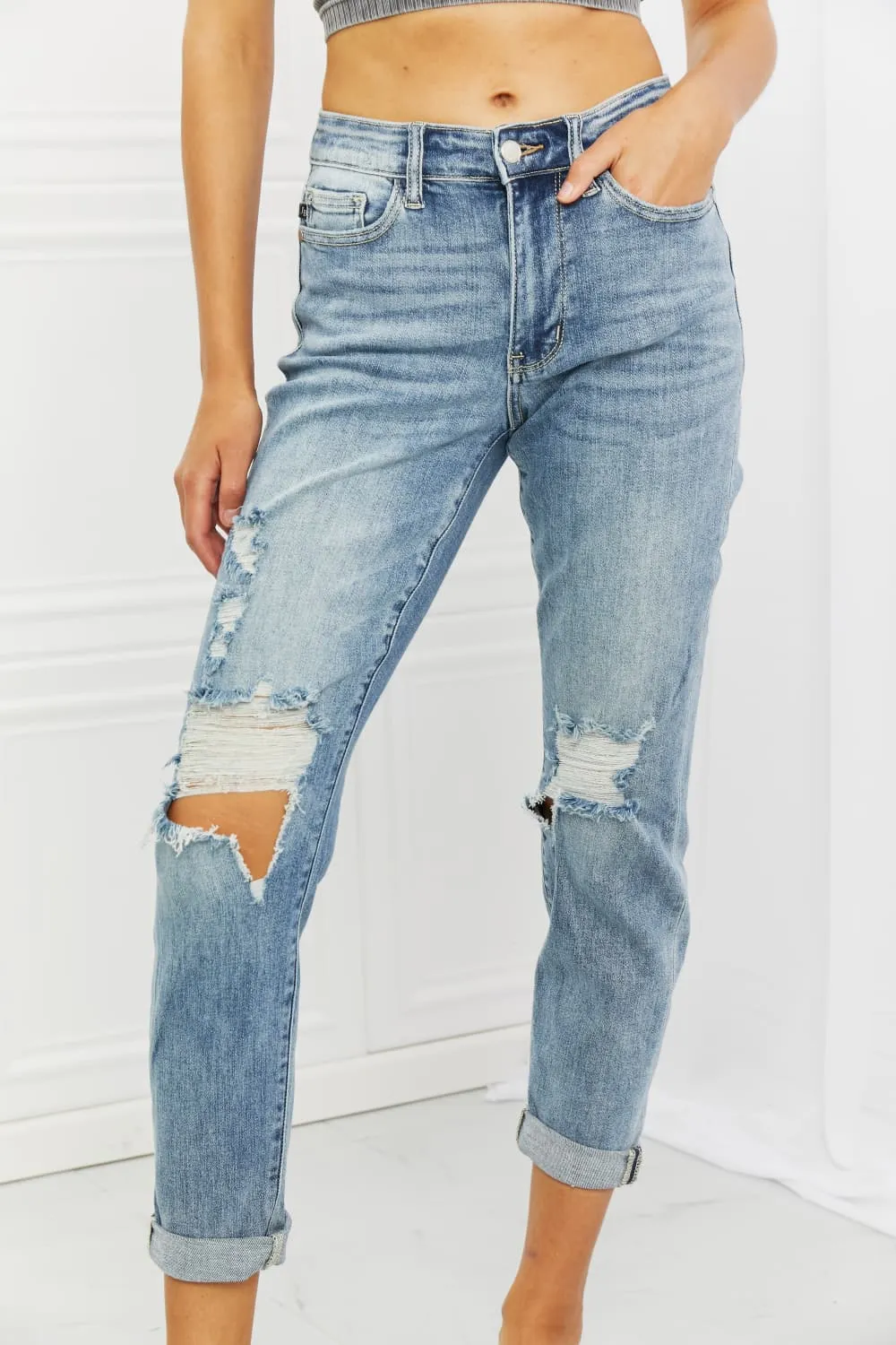 Malia Full Size Mid Rise Boyfriend Jeans