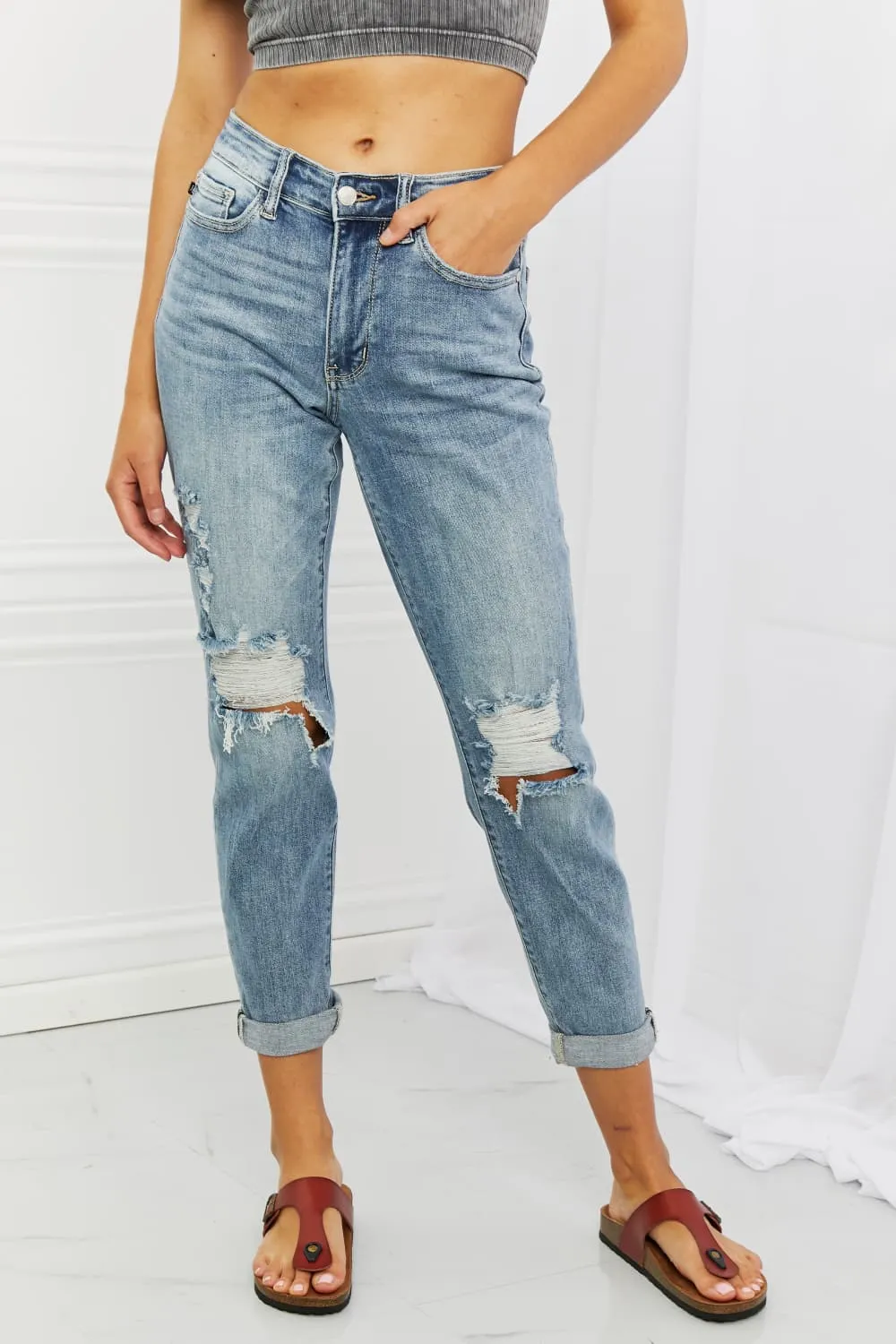 Malia Full Size Mid Rise Boyfriend Jeans