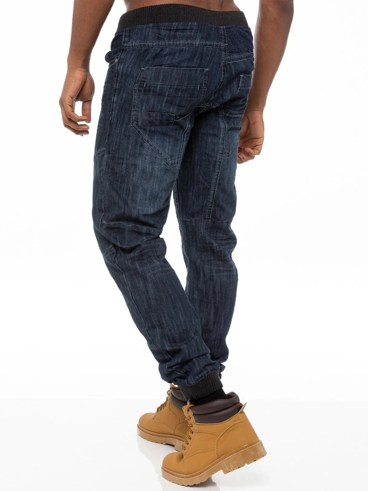 Mens Denim Cuffed Joggers Jeans | Enzo Designer Menswear