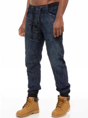 Mens Denim Cuffed Joggers Jeans | Enzo Designer Menswear