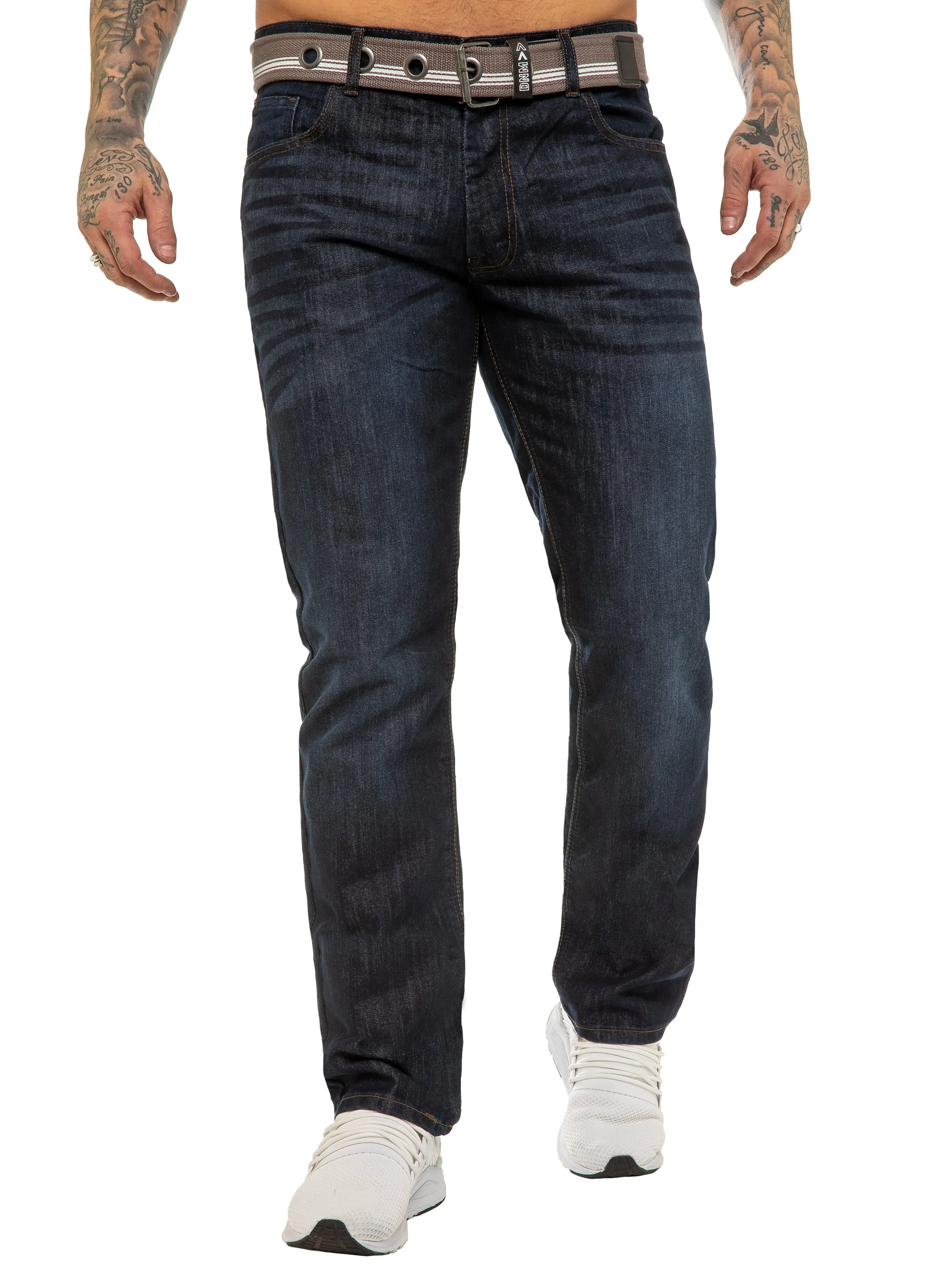 Mens Designer Regular Tapered Fit Denim Jeans | Enzo Designer Menswear