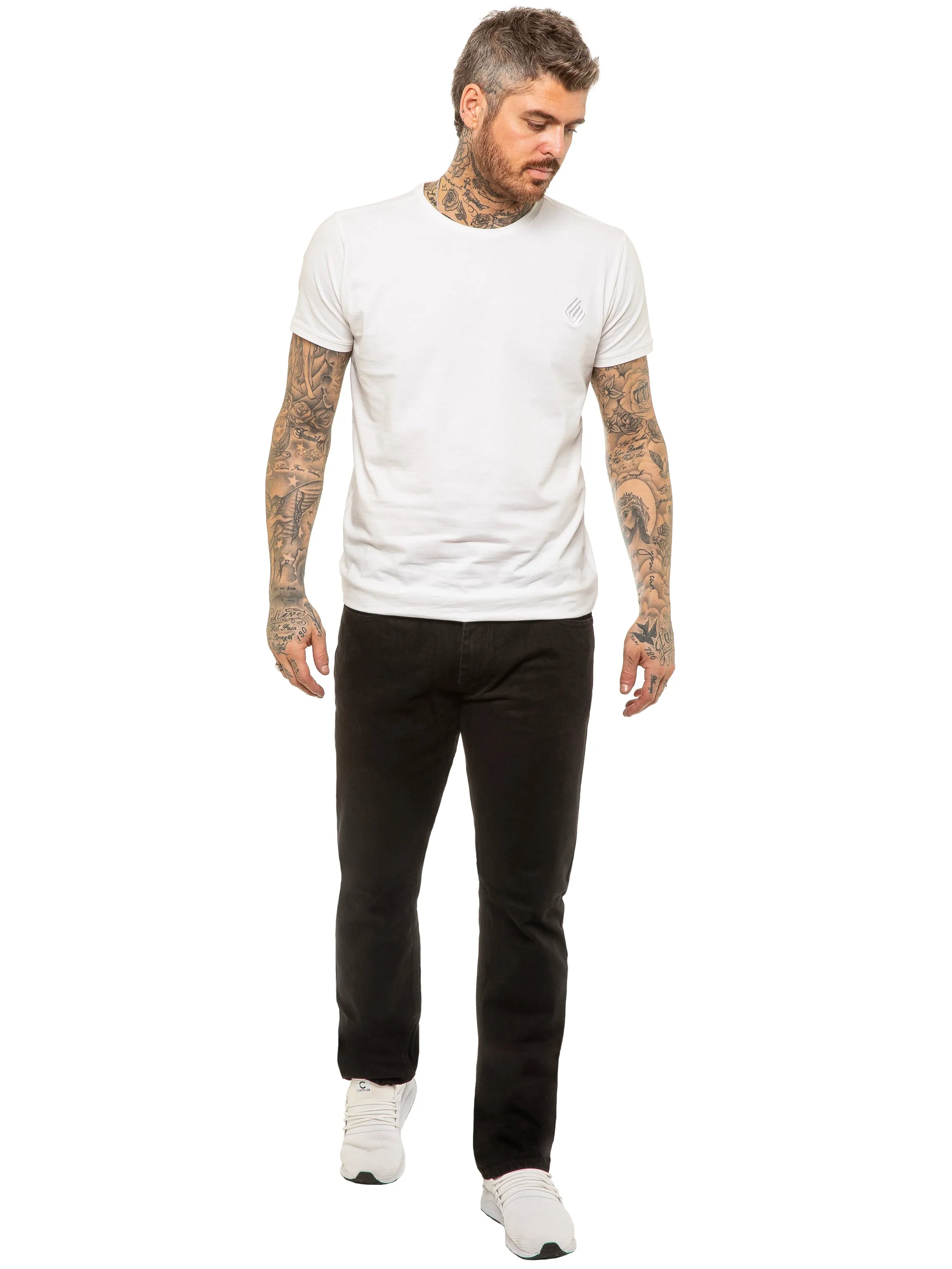 Mens Designer Regular Tapered Fit Denim Jeans | Enzo Designer Menswear