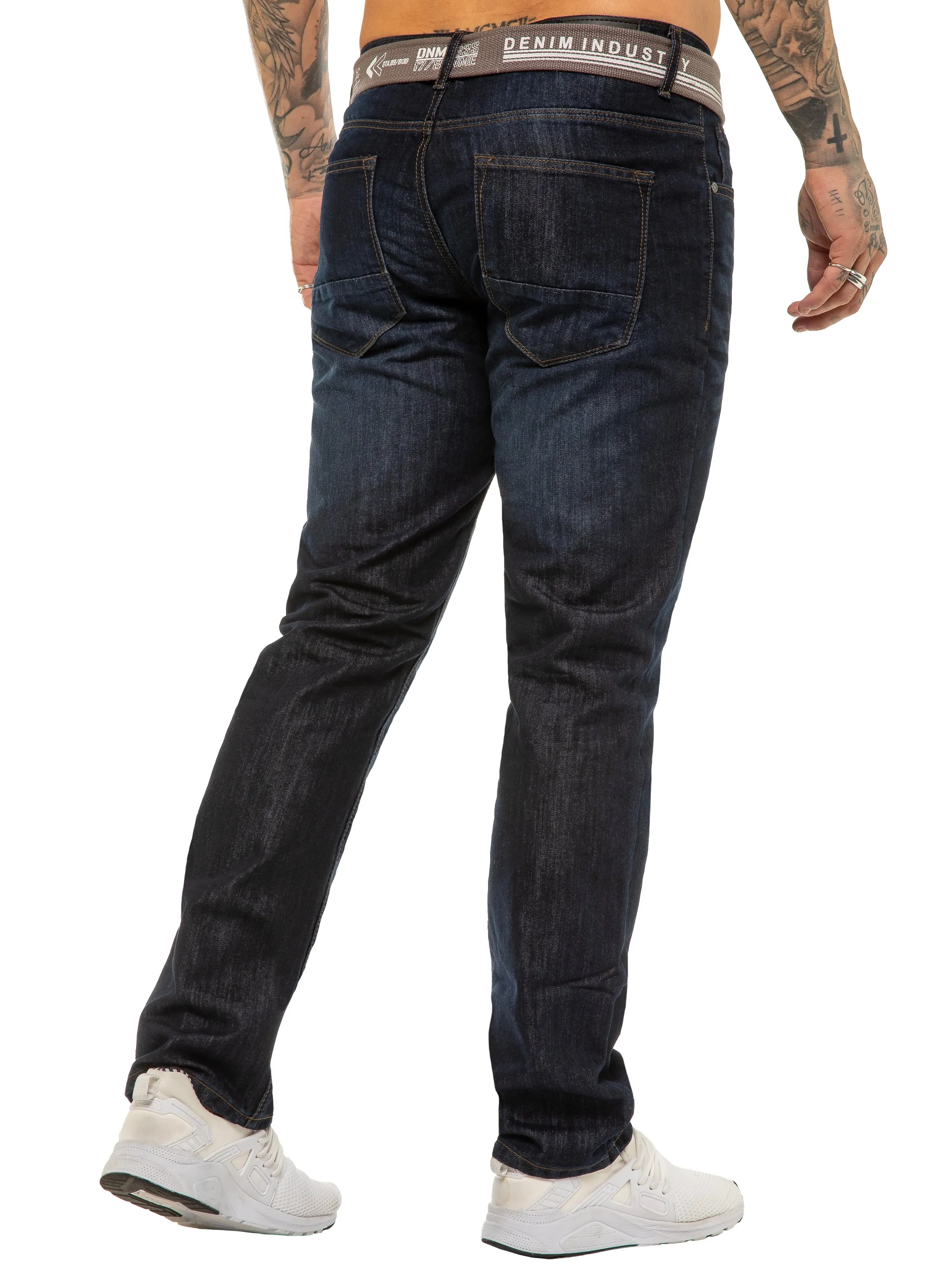 Mens Designer Regular Tapered Fit Denim Jeans | Enzo Designer Menswear