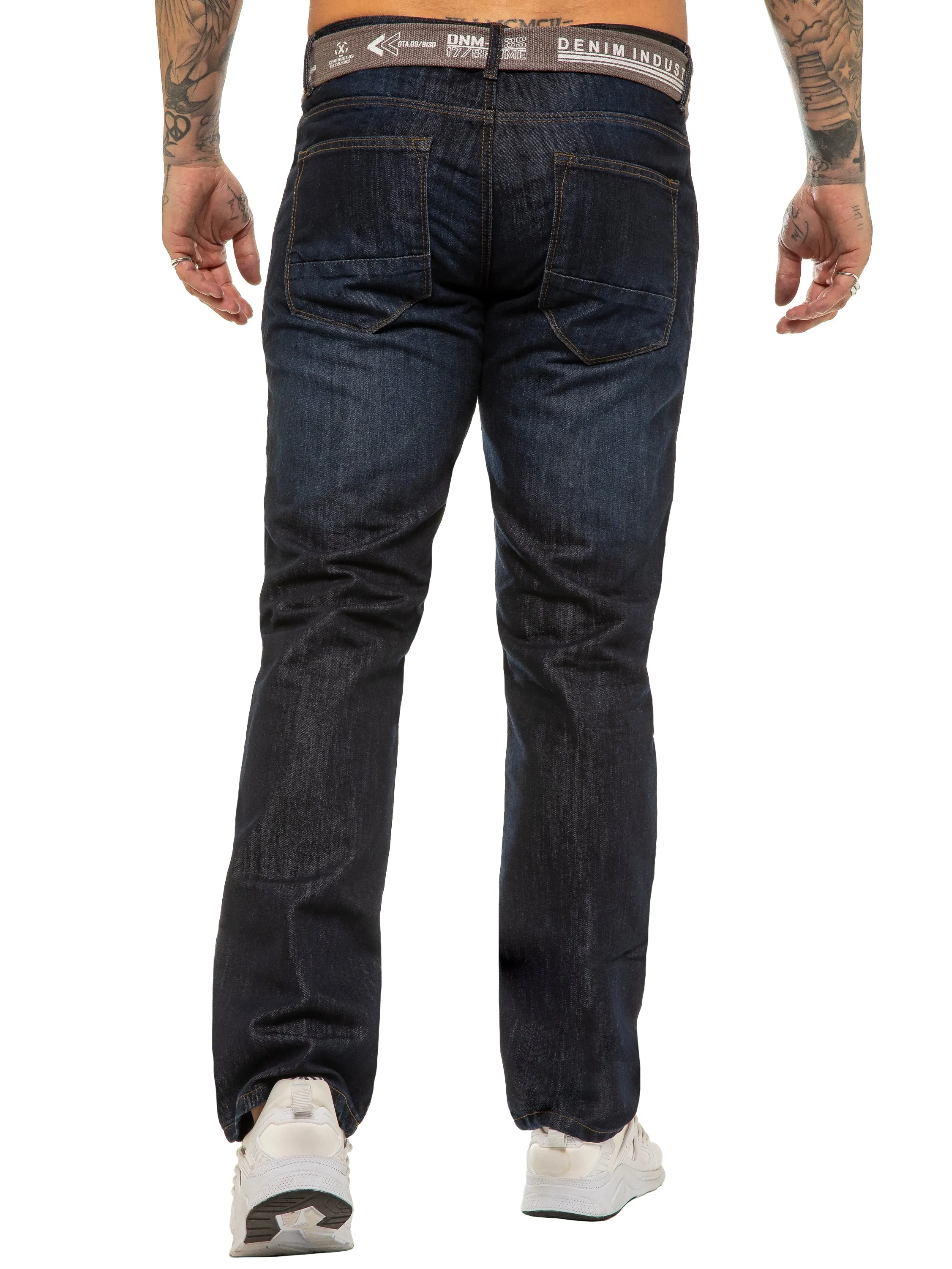 Mens Designer Regular Tapered Fit Denim Jeans | Enzo Designer Menswear