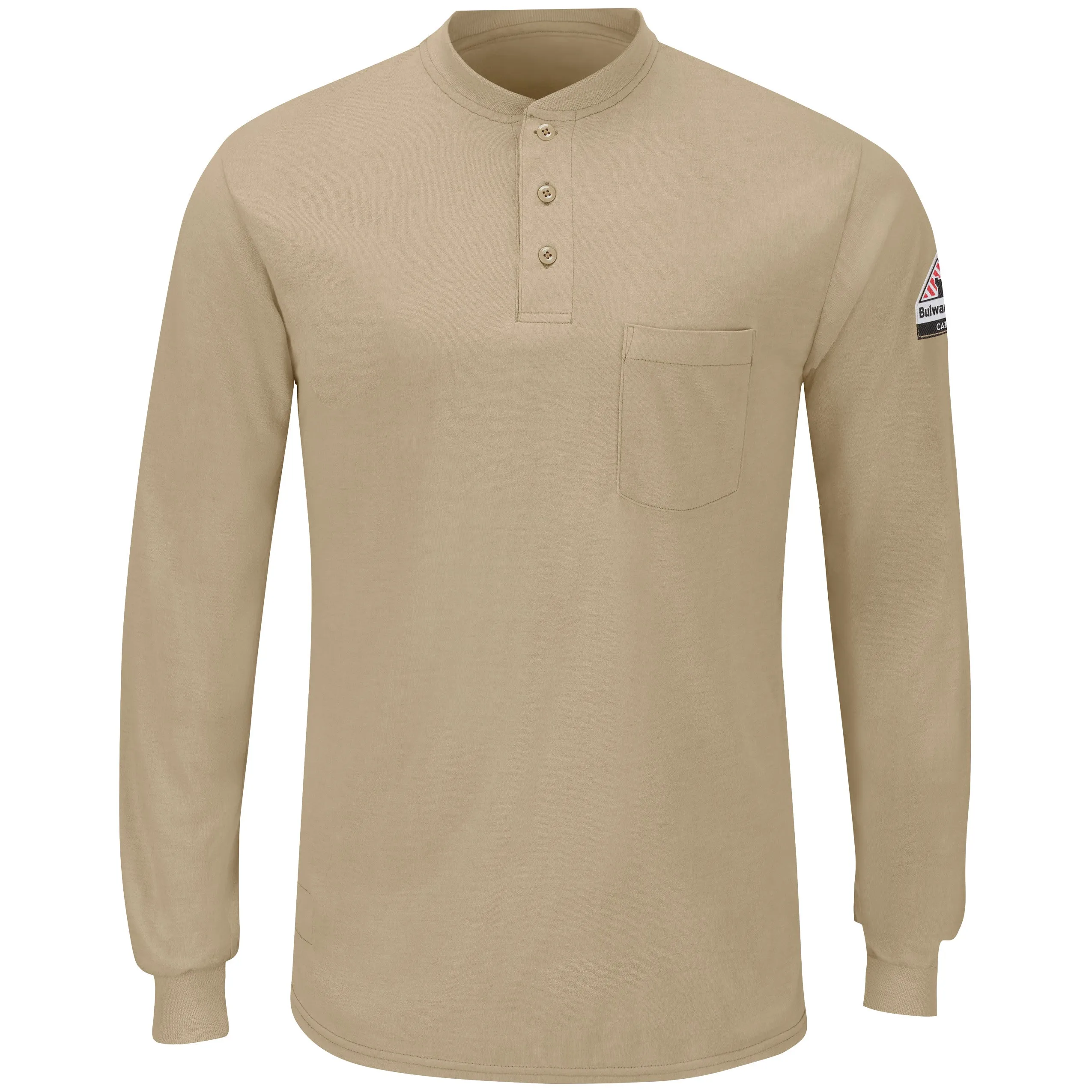 Men's Long Sleeve Lightweight Henley Shirt SML8 - Khaki