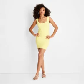 New - Women's Boucle Bodycon Mini Dress - Future Collective with Jenee Naylor Yellow XXS