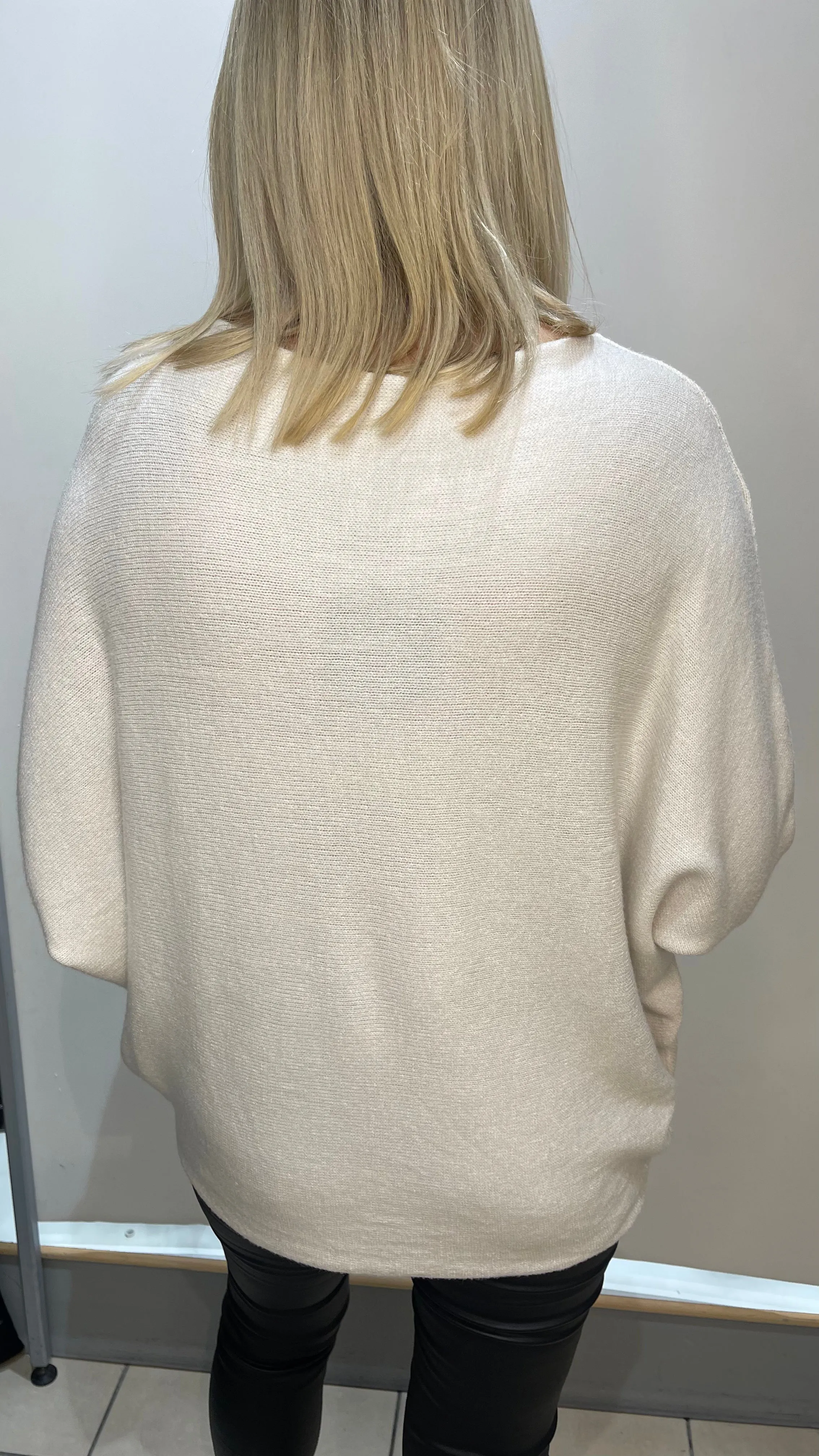 Orla - Beige Soft Knit Bat-Wing Jumper