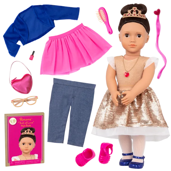 Our Generation 18 Inch(45cm) Deluxe Doll & Accessories Gift Set Amora "Full Of Love"