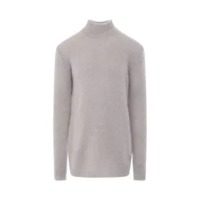 Oversized Turtleneck Knit Sweater in Pearl