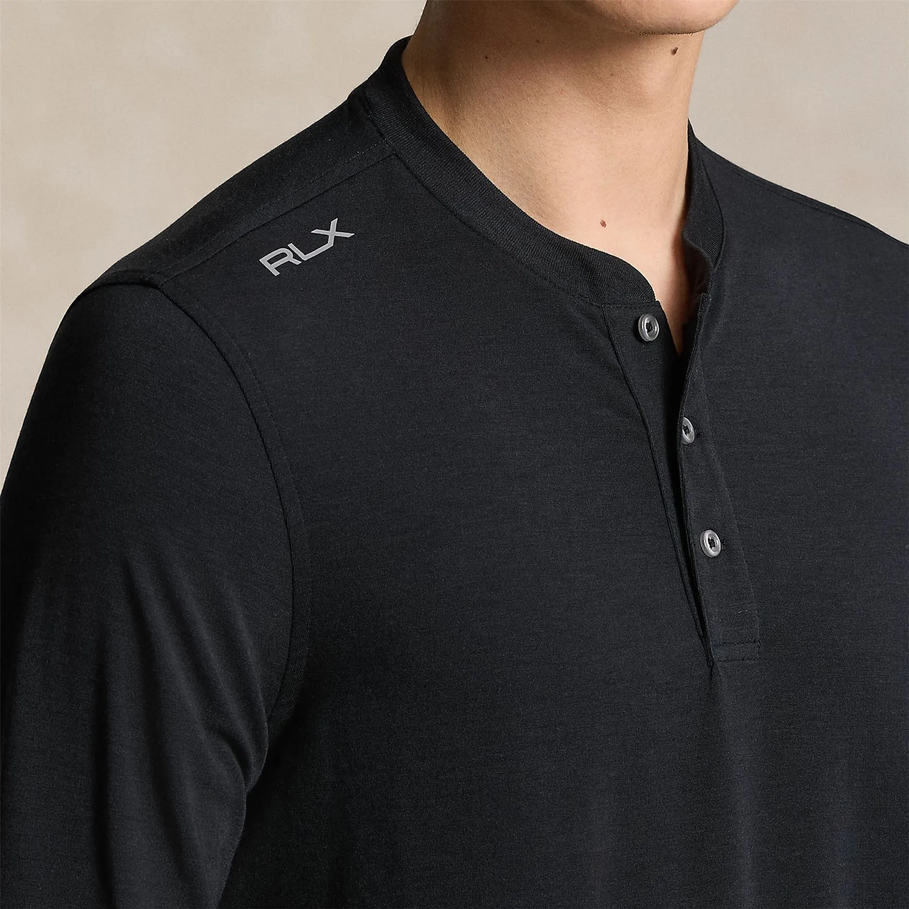 Performance Jersey Henley Shirt Polo Black - SS24