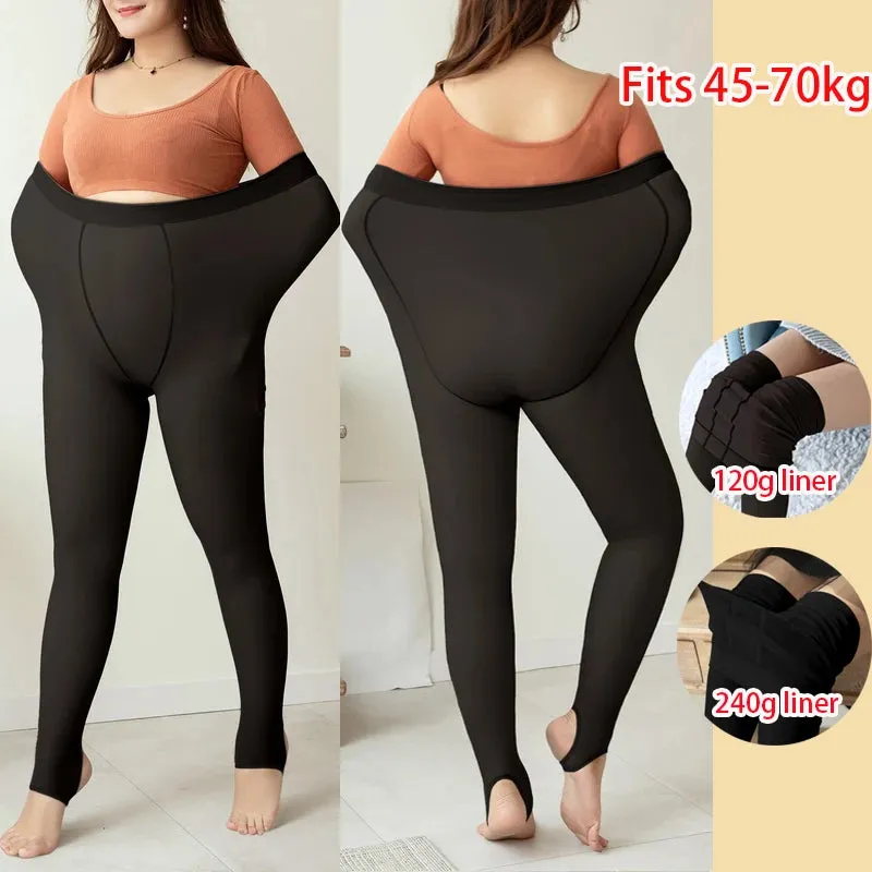 Plus Size Women's Winter Tights Thermo Pantyhose Insulated Tights Fleece Lined Sock Pants Thermal Stockings Woman Warm Legging