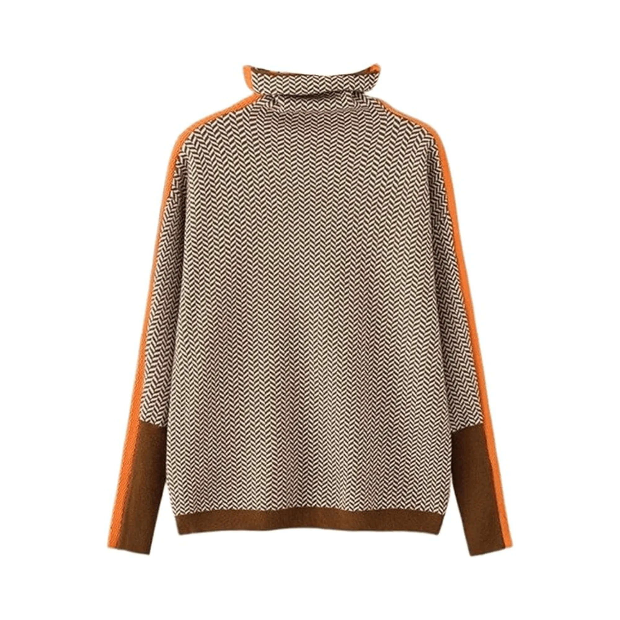 Pre Order:  Herringbone Turtleneck Loose Sweater