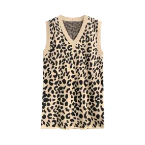 Pre Order:  Leopard Ankle-Length Knitted Dress