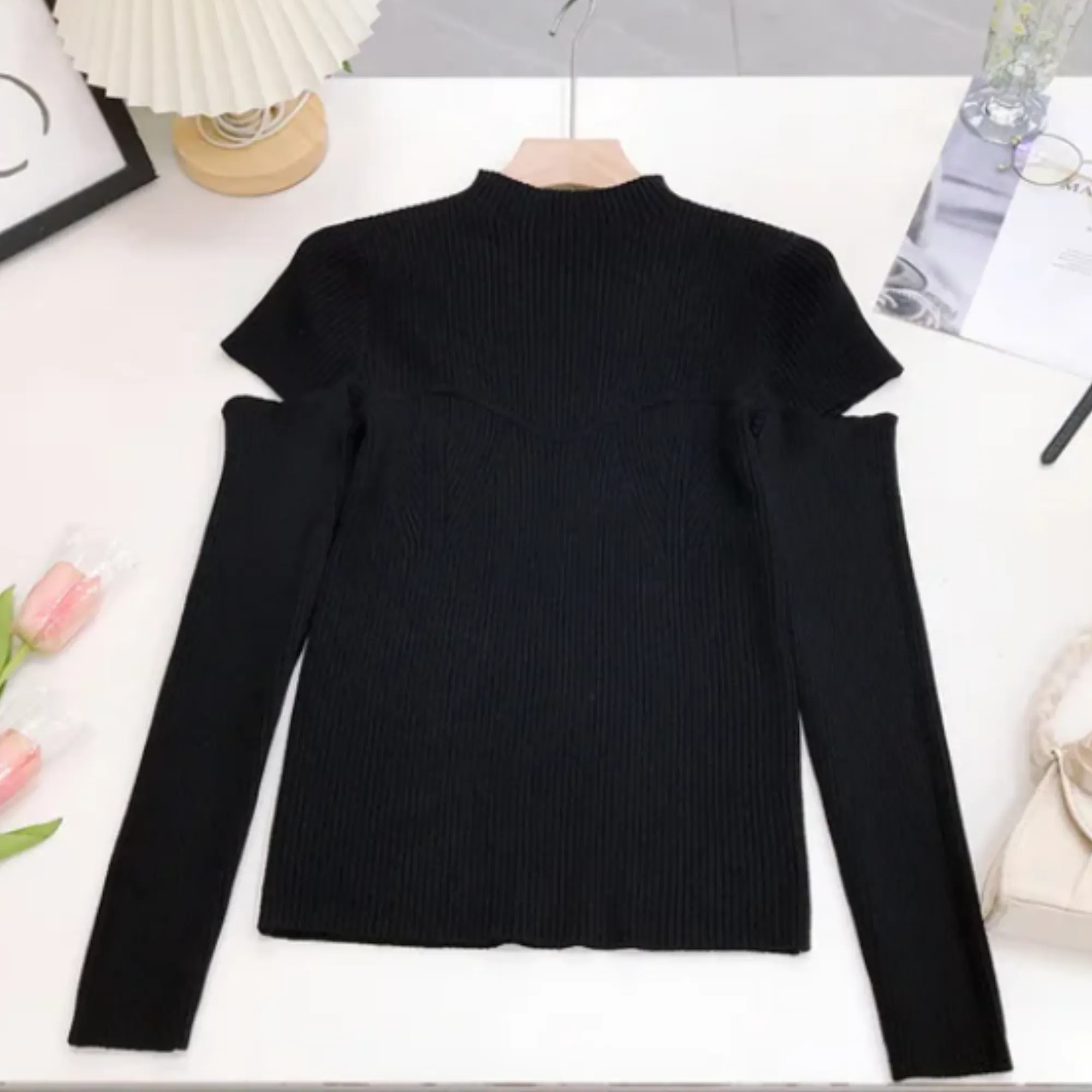 Pre Order:  Vintage Turtleneck Knitted Hollow-Out Sweaters