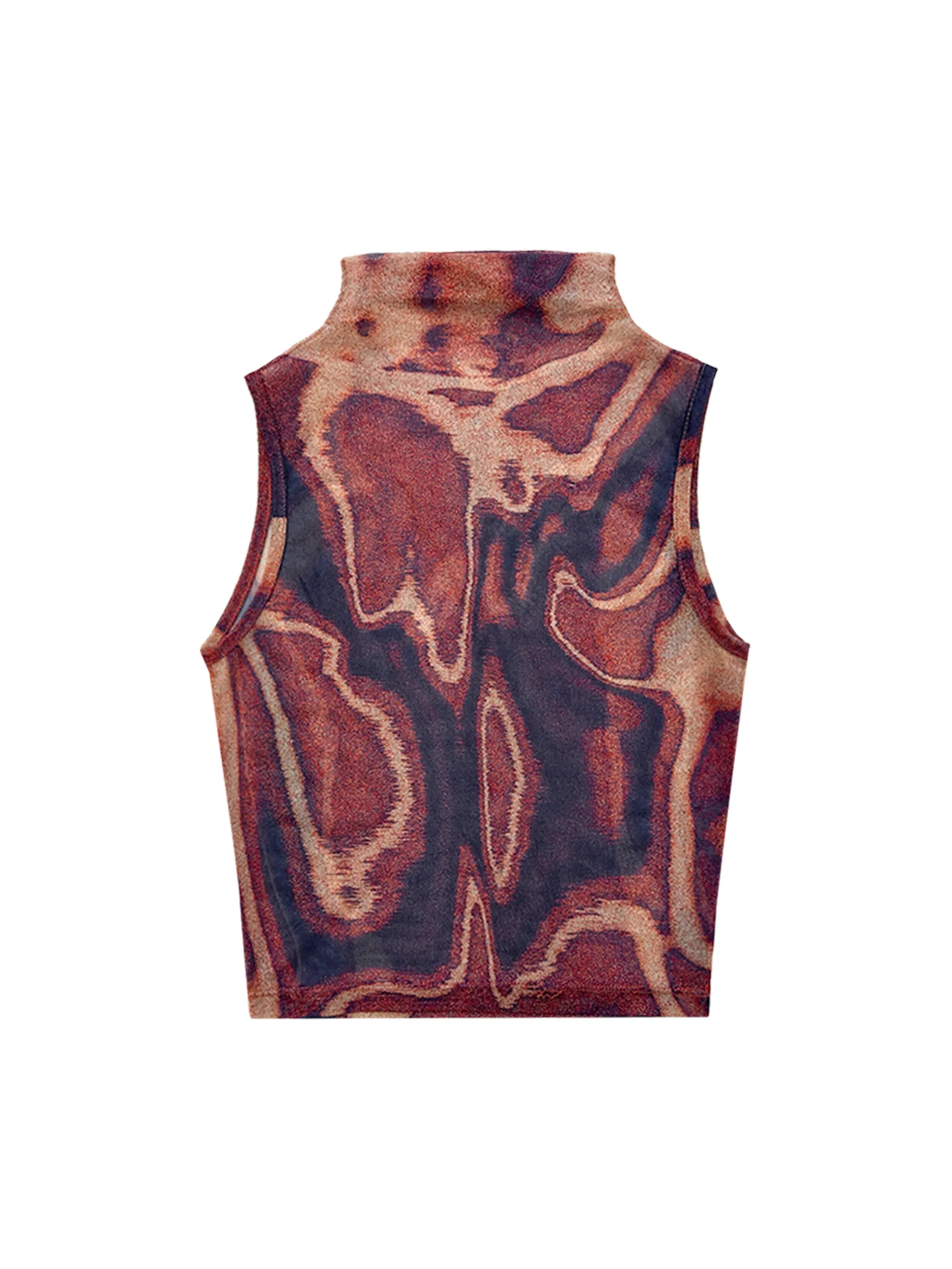 Printed turtleneck sleeveless