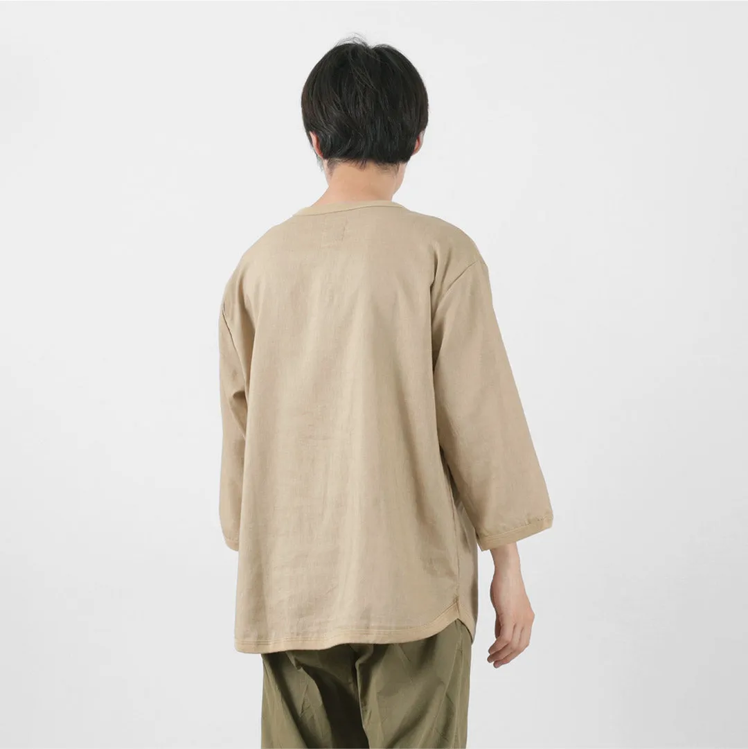 RE MADE IN TOKYO JAPAN / Linen Canvas Henry Neck T-Shirt