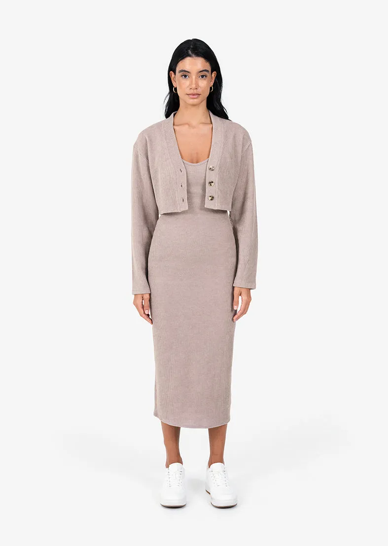 Rib Knit Lounge Dress Taupe