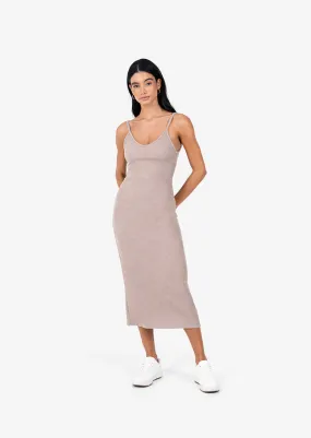 Rib Knit Lounge Dress Taupe