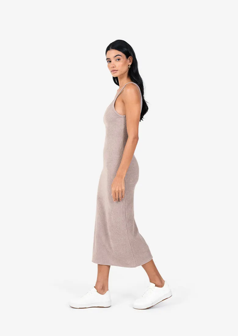 Rib Knit Lounge Dress Taupe