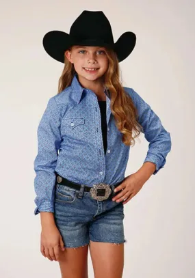 Roper Blue Thistle (Blue) - Girl's Western Snap Shirts (Closeout)