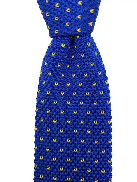 Royal Blue Knit Tie with Yellow Flecks