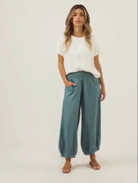 Sadhu French Linen Pants Tahiti Blue