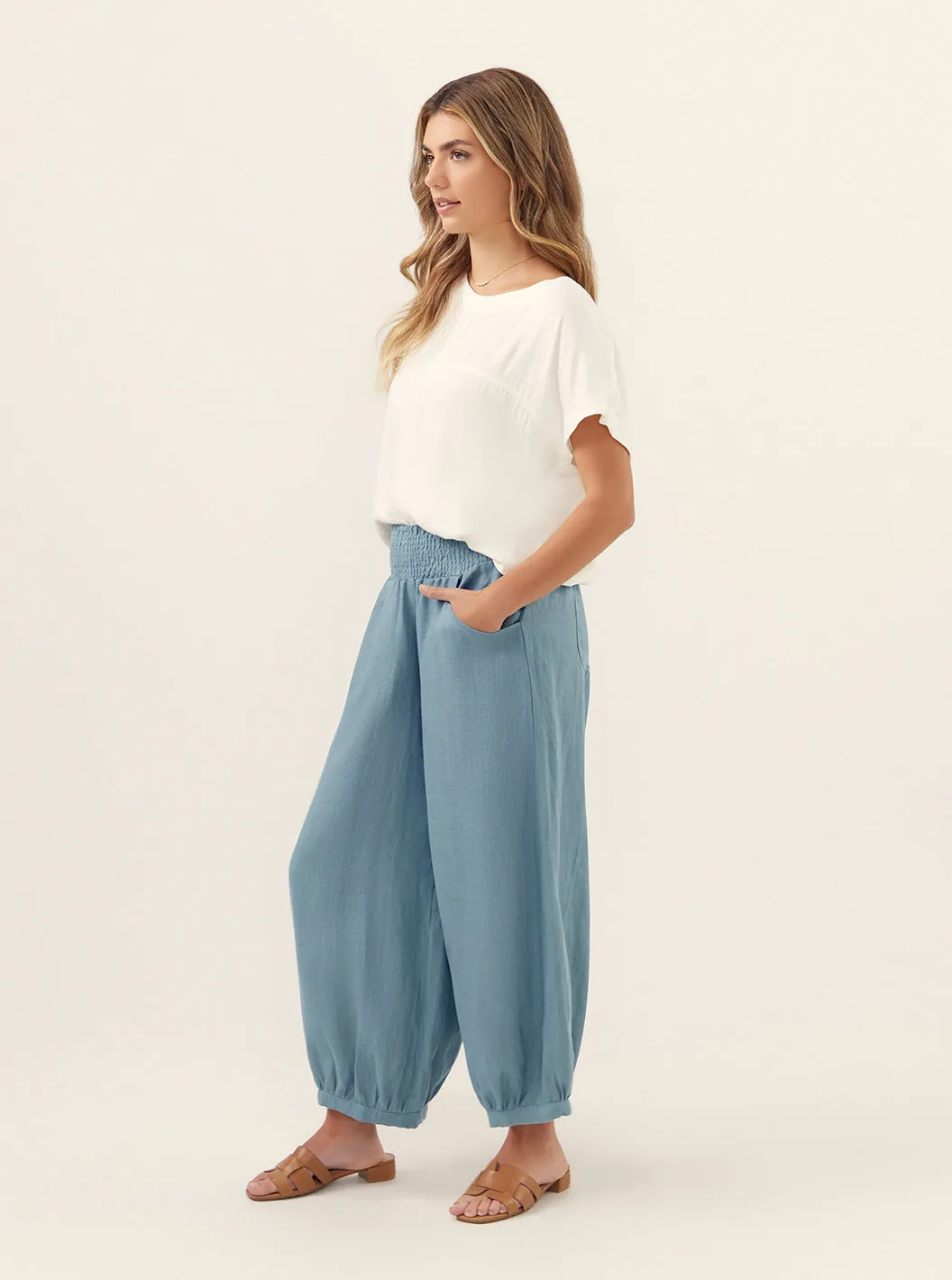 Sadhu French Linen Pants Tahiti Blue