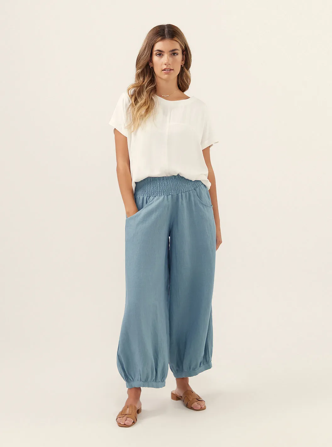 Sadhu French Linen Pants Tahiti Blue