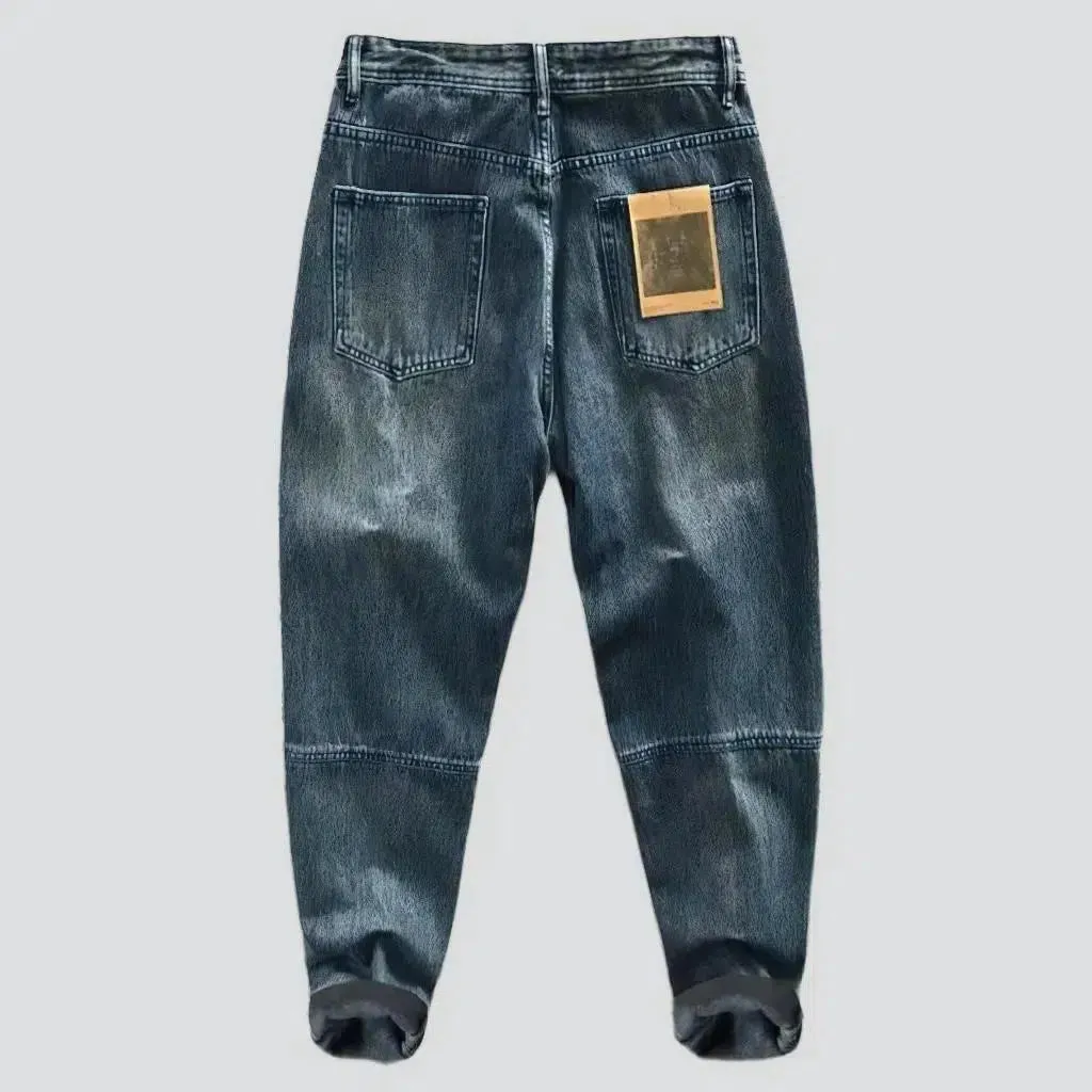 Sanded fleece jeans
 for men