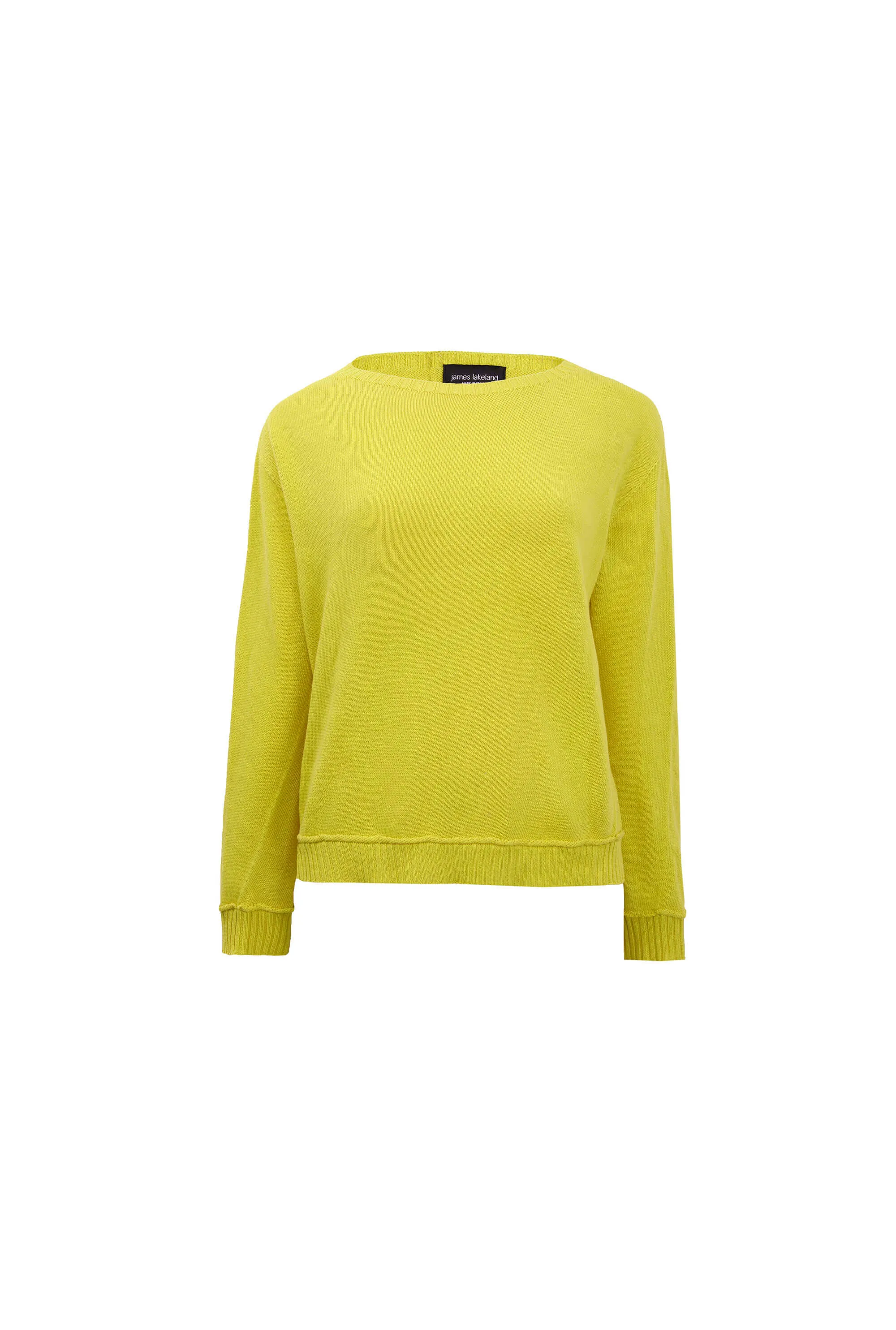 Scoop Neck Piped Edge Knit Yellow