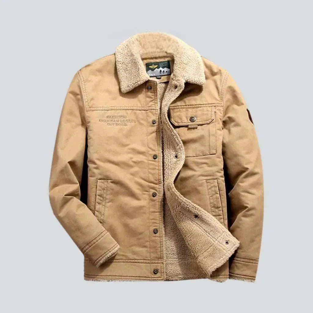 Sherpa color men's denim jacket