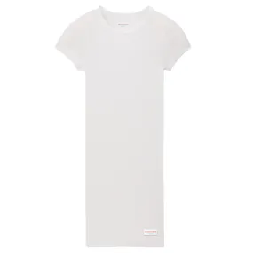 Short Sleeve Loungewear Dress In Ribbed Cotton Jersey