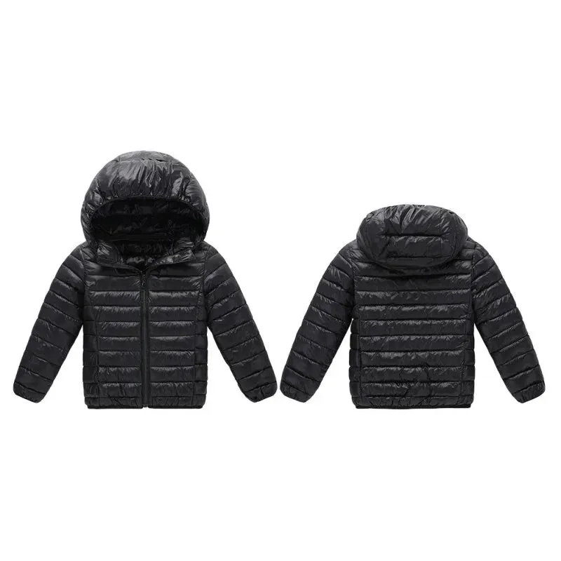 Small and medium-sized children lightweight hooded winter cotton coat boys and girls single-breasted cotton coat children's wint