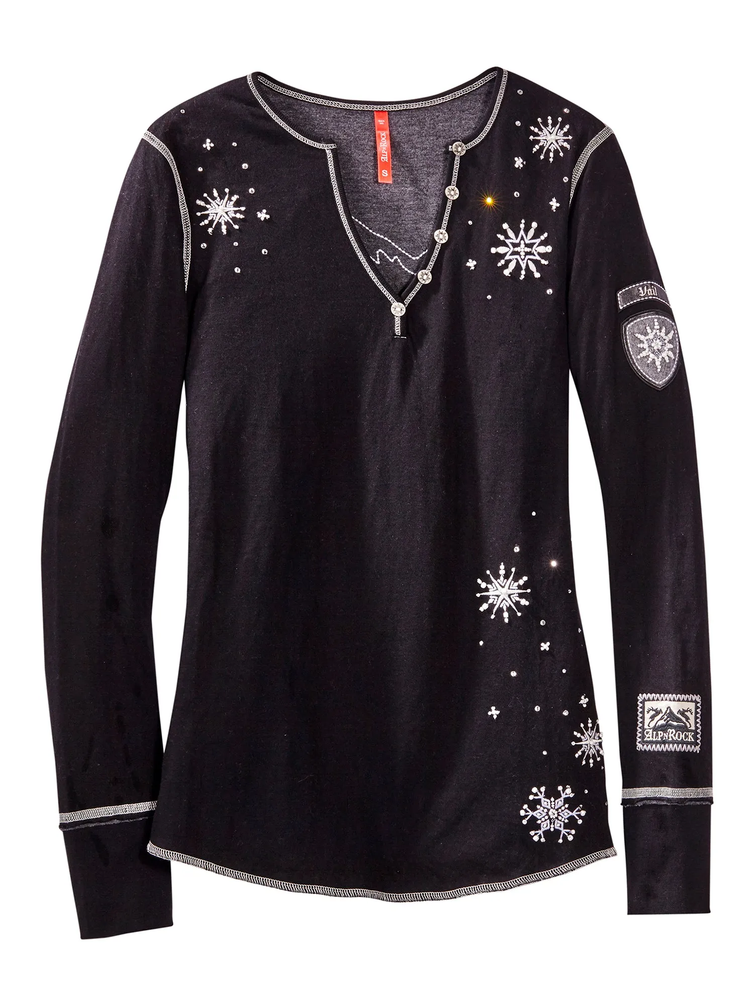 Snow Pearl Beaded Henley Shirt