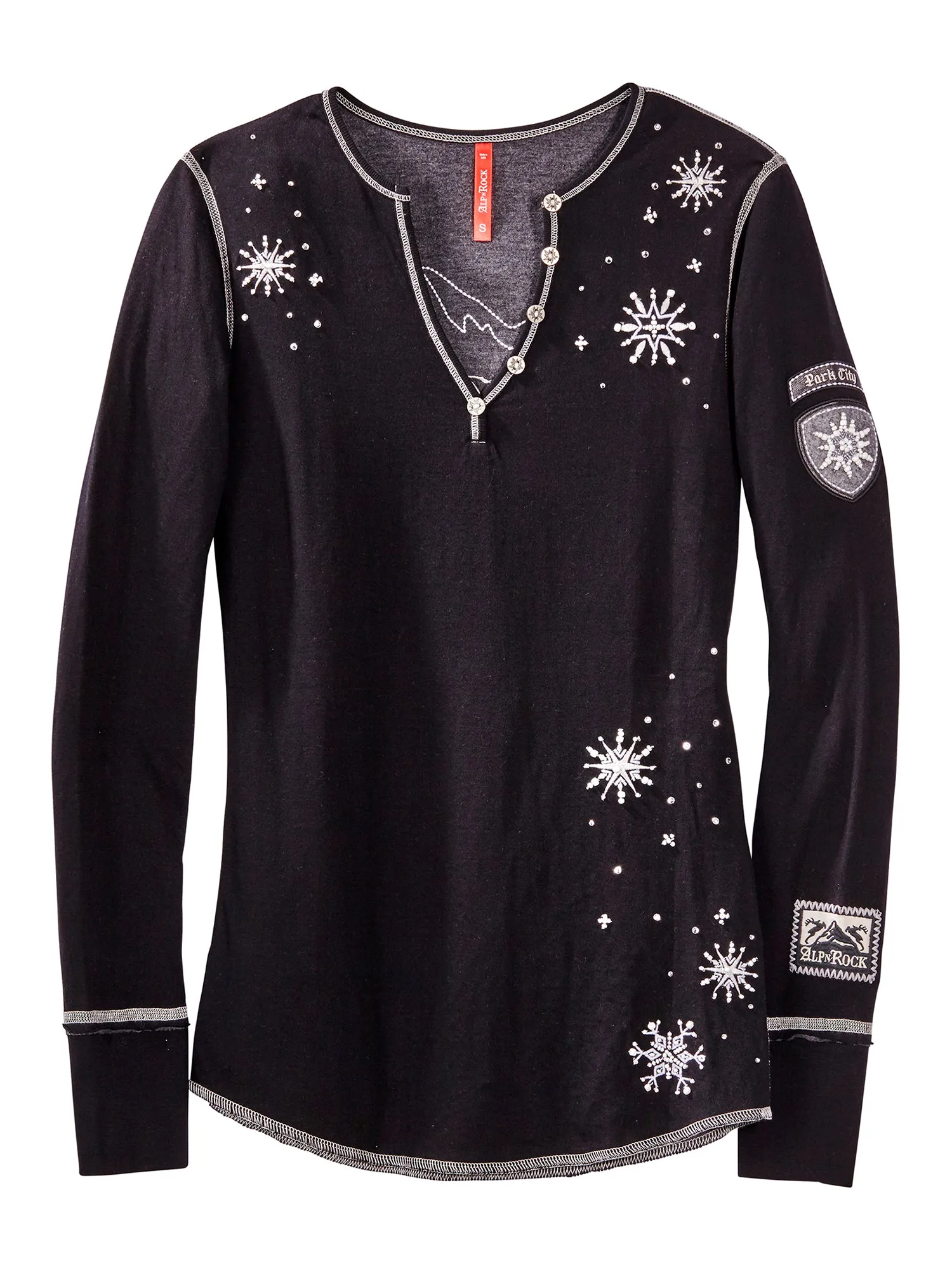 Snow Pearl Beaded Henley Shirt