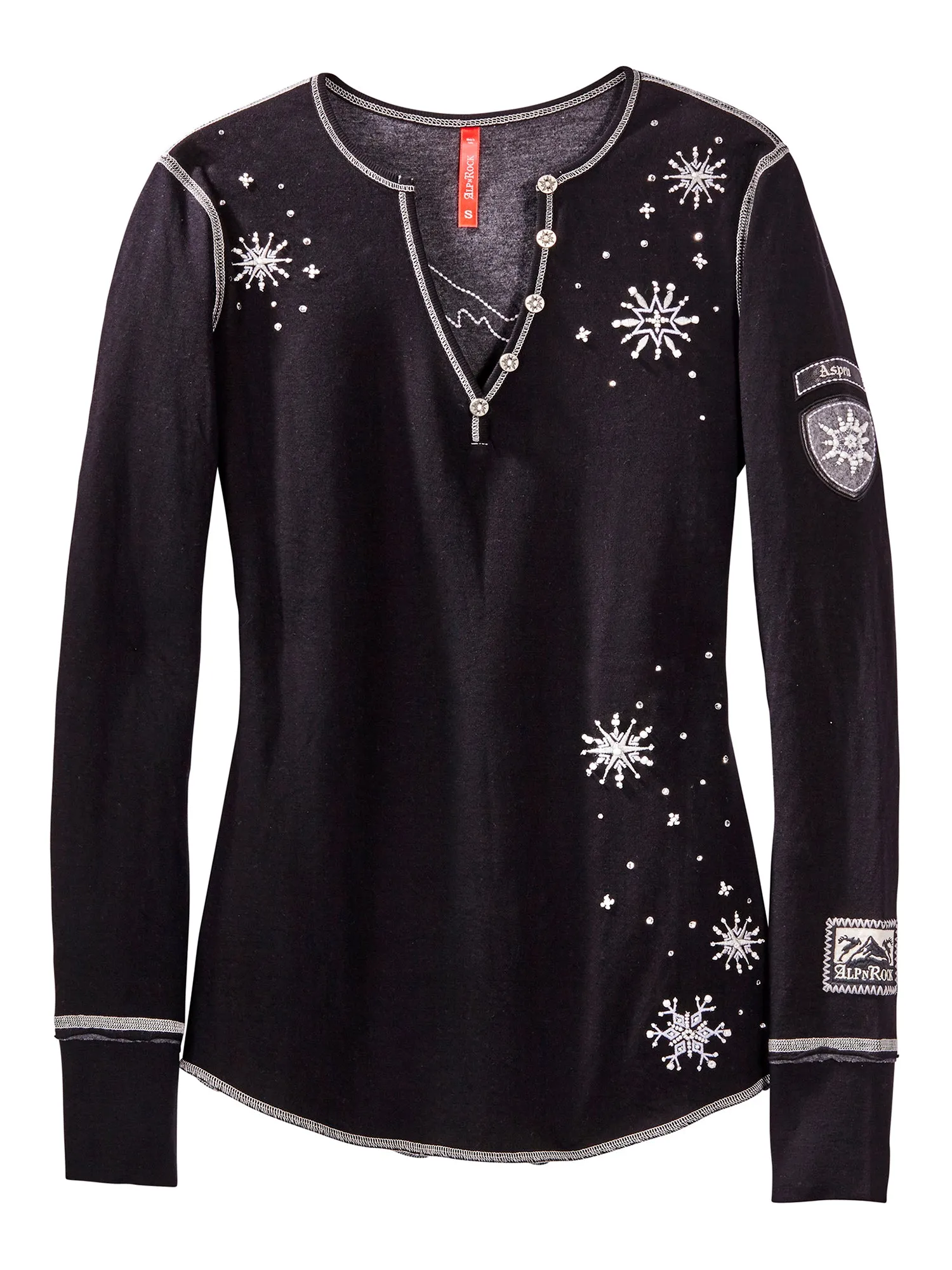 Snow Pearl Beaded Henley Shirt