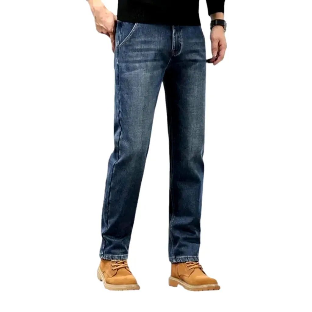 Stretchable abraded retro men's jeans