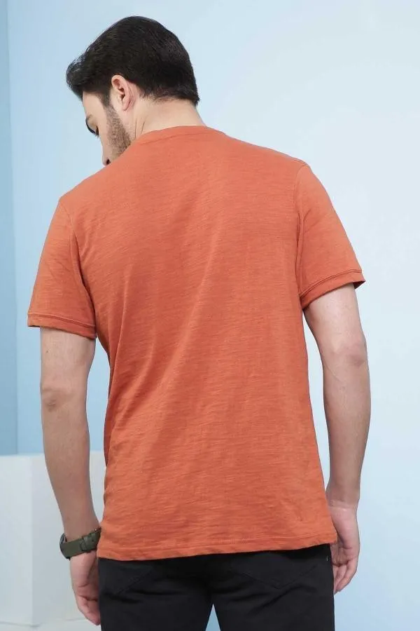 T SHIRT HENLEY RUST